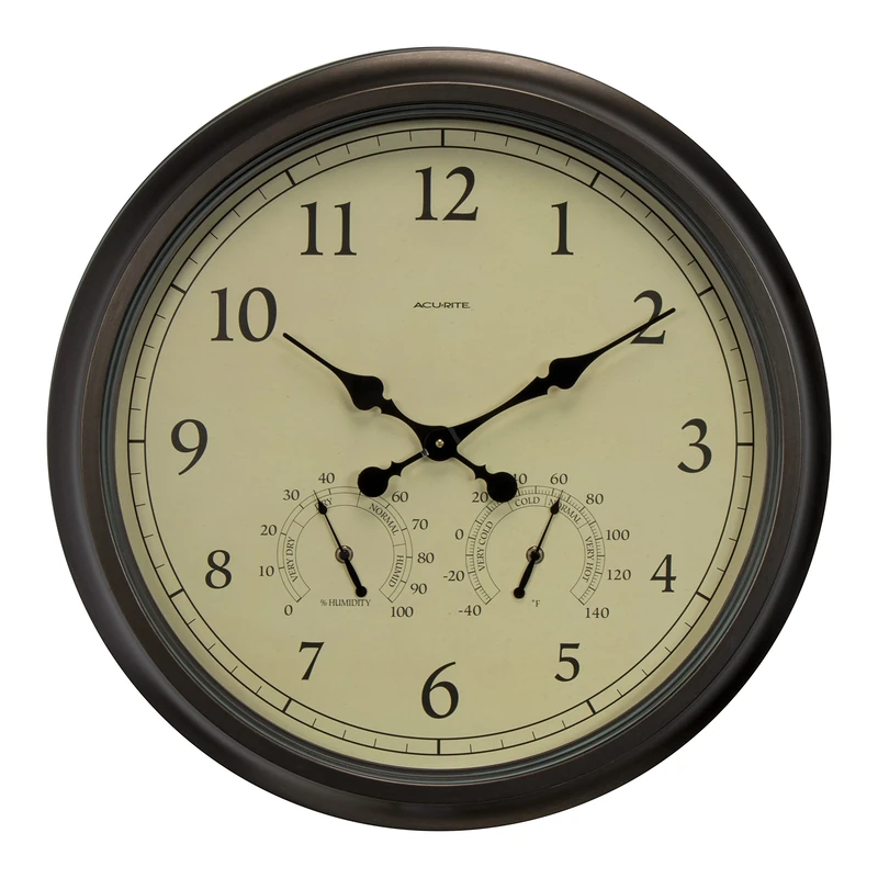 AcuRite 24-inch Weathered Wall Clock with Thermometer and Hygrometer