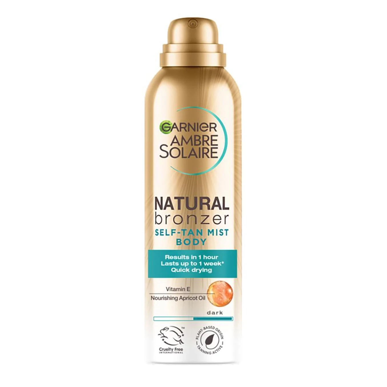 Garnier Ambre Solaire Natural Bronzer Quick Drying Dark Self Tan Body Mist, Intense & Streak Free Fake Tan, Lasts Up to 1 week, Vegan Formula, Radient Glow For All Skin Types, 150ml