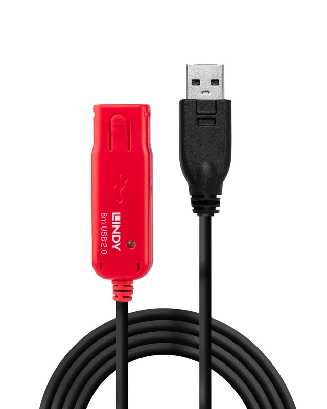 Lindy 8m USB 2.0 Active Extension Cable Pro, Long Distance Repeater, Extends USB devices, PCs, Laptops, Xbox, PS4, PS5, VR Headset, Printer, Scanner, Webcam, Interactive Whiteboards - Image 1