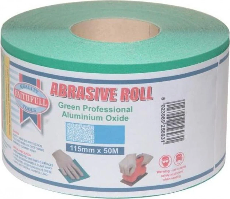 Faithfull FAIAR11540G 50M EXTRA COARSE Sandpaper (40 grit) Aluminium Oxide Roll - Green