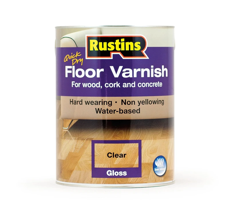 Rustins Floor Varnish Gloss 5ltr - Fast-Drying Floor Protection for Interior Wood – Easy Application with Tough, Long-Lasting Clear Finish