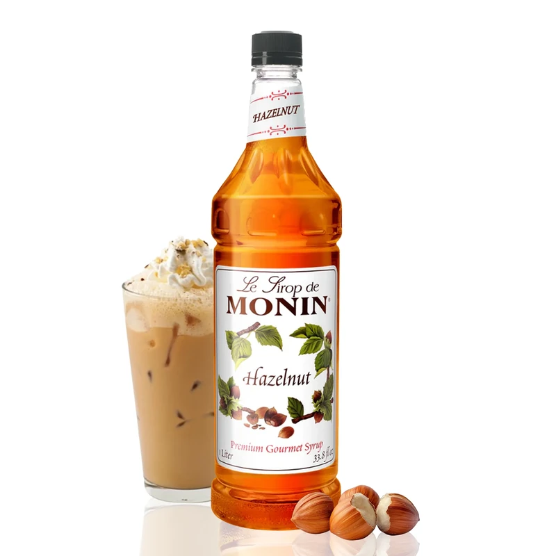 Monin Flavored Syrup, Hazelnut, 33.8-Ounce Plastic Bottle 1 Liter