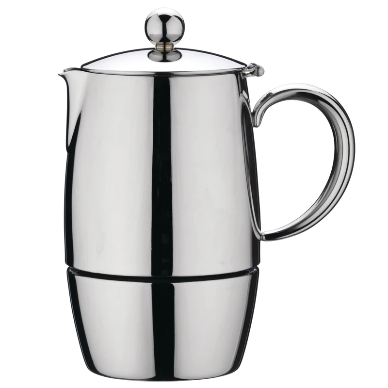 Café Stal Bellux Stovetop Espresso Maker 10 Cups / 300ml – 18/10 Stainless Steel Moka Pot for Stove Top - Mirror Polished Finish Coffee Pot for Hob - Cool Touch Handles & Perfect Pour Spout