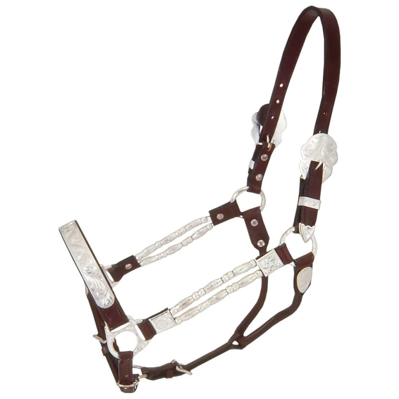 Tough 1 Royal King Silver Ferrules Show Halter, Horse, Dark oil - Image 1