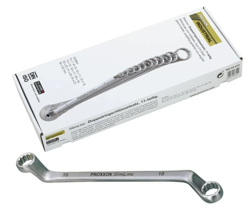 PROXXON Slimline Series 23812 Double Ring Spanner Set 6-32 mm 11-Piece Set in Box