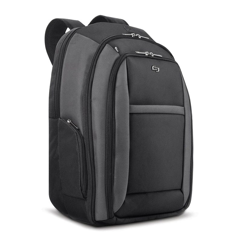 Solo Pro 16" Laptop Backpack, Removable Sleeve, Black/Grey