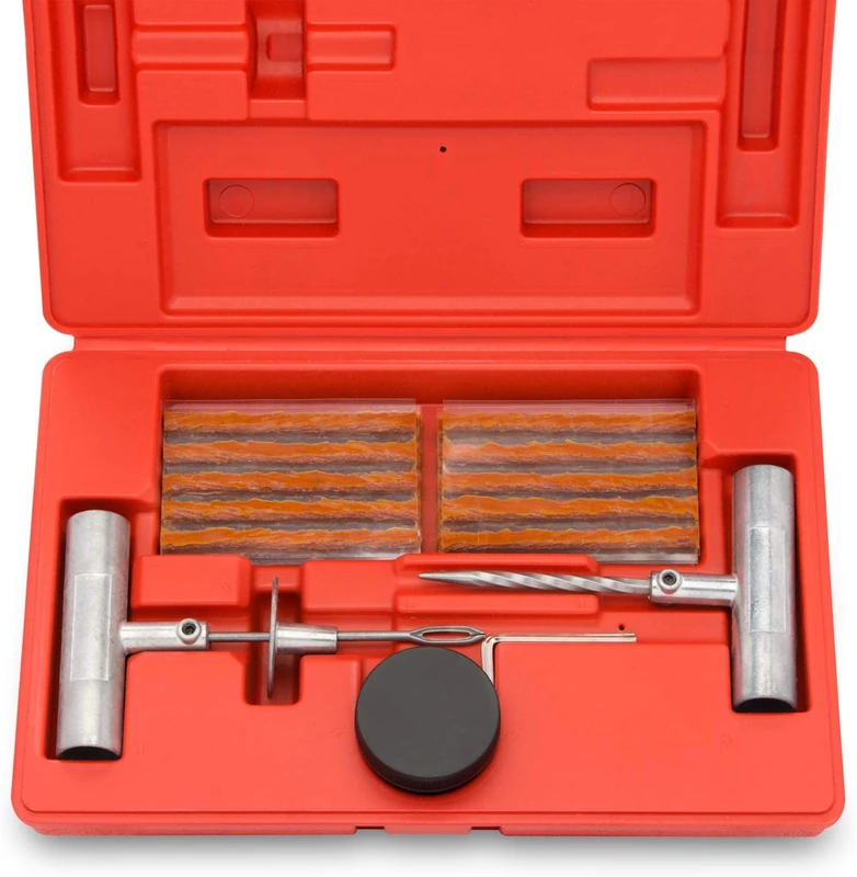 TL Tooluxe 50002L Universal Heavy Duty Tire Repair Kit | 35 Piece | Repair Punctures and Plug Flats | Automotive | Ideal for Tires on Cars, Trucks, Motorcycles, ATV | Roadside Emergency Tire Fix Kit