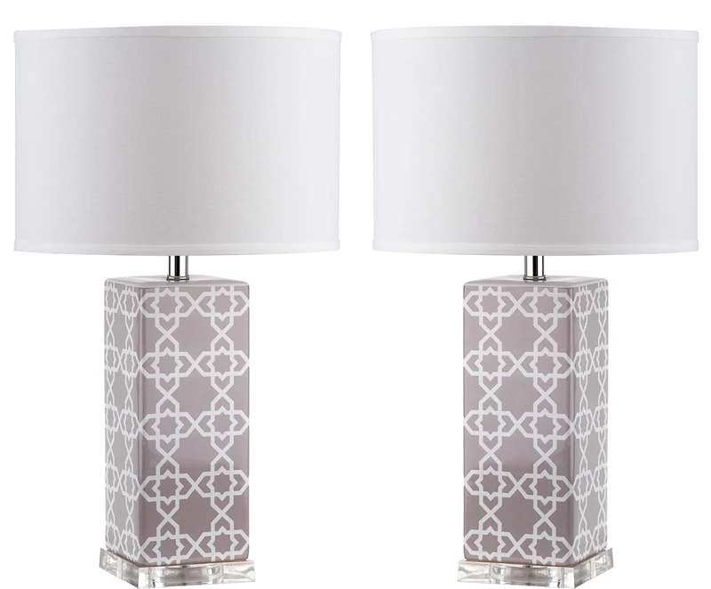 SAFAVIEH Modern Ceramic Table Lamps - Set of 2, in Grey