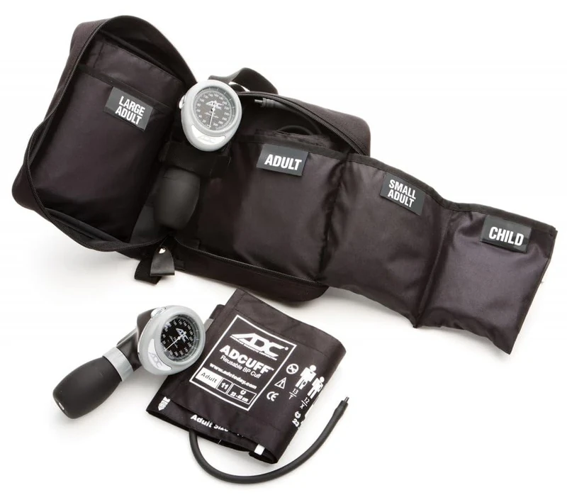ADC Diagnotix Multikuf 732 4-Cuff EMT Kit, Professional Palm Aneroid Sphygmomanometer, Child, Small Adult, Adult, and Large Adult BP Cuffs (13-50 cm)