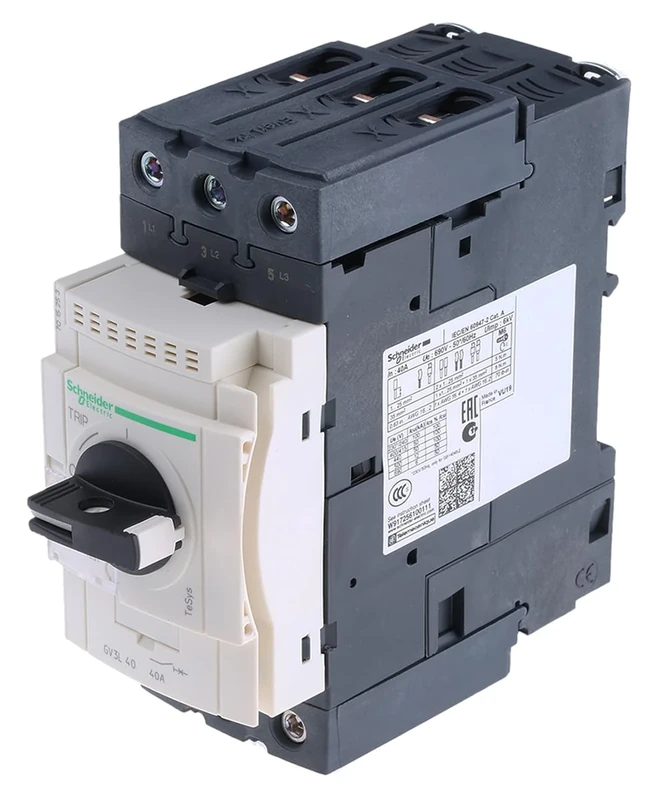 Schneider Electric Motor circuit breaker, TeSys GV3, 3P, 40 A, magnetic, rotary handle, EverLink terminals