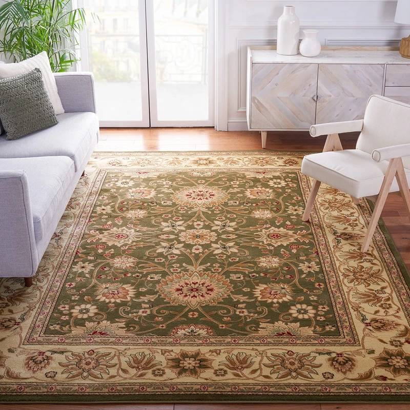 Safavieh Timeless Square Area Rug, LNH212C, 182 X 182 cm in Sage/Ivory