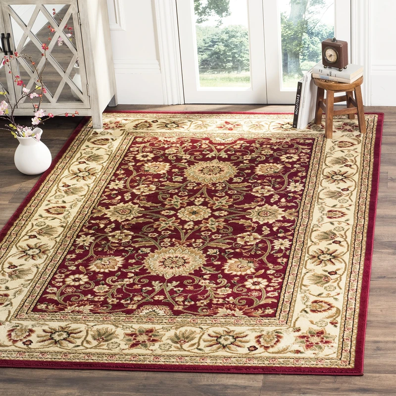 Safavieh Traditional Rug for Living Room, Dining Room, Bedroom - Lyndhurst Collection, Short Pile, in Red and Ivory, 200 x 300 cm
