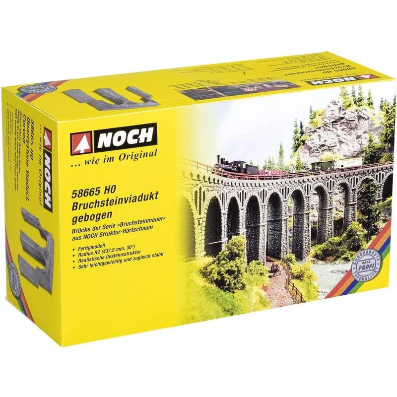 Noch 58665 437.5 mm, 30 Degree Curved Quarrystone Viaduct Landscape Modelling