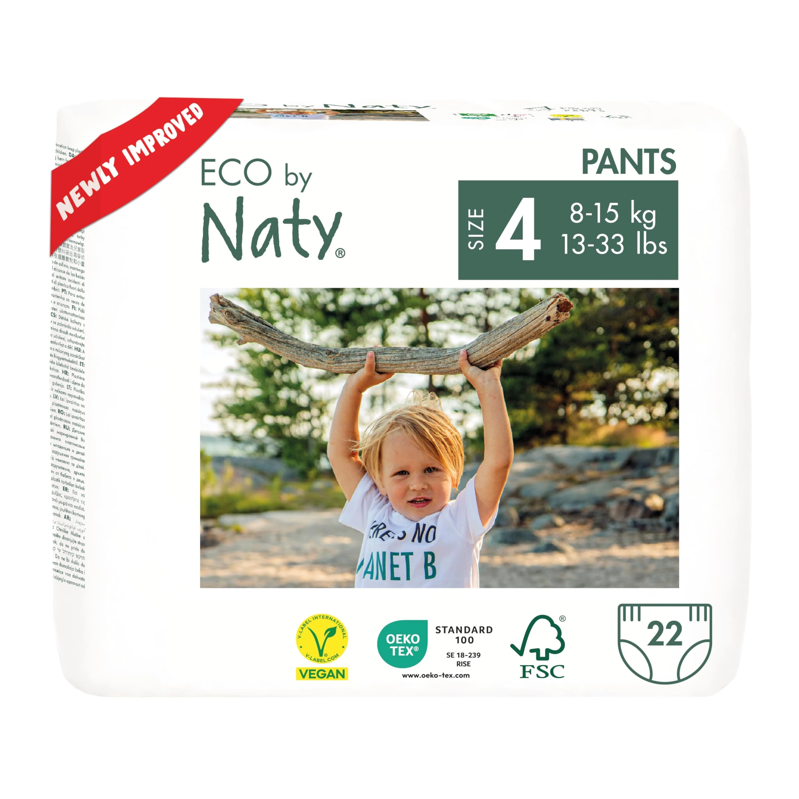 Naty Nappy Pants - Hypoallergenic and Chemical-Free Pull Ups, Highly Absorbent and Training Nappies for Boys and Girls (Size 4 – 22 Count)
