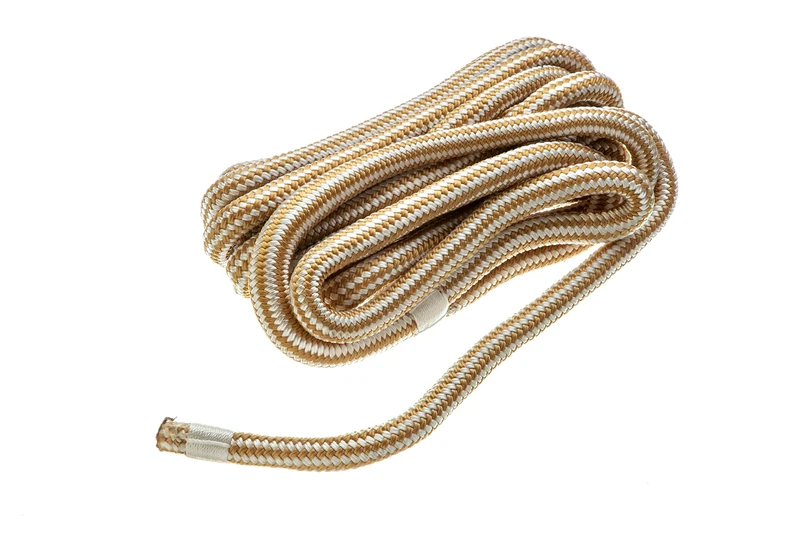 Seachoice Double-Braid Nylon Dock Line w/Eye Splice, Pre-Shrunk, Heat Stabilized, 5/8 in. X 20 Ft., Gold White