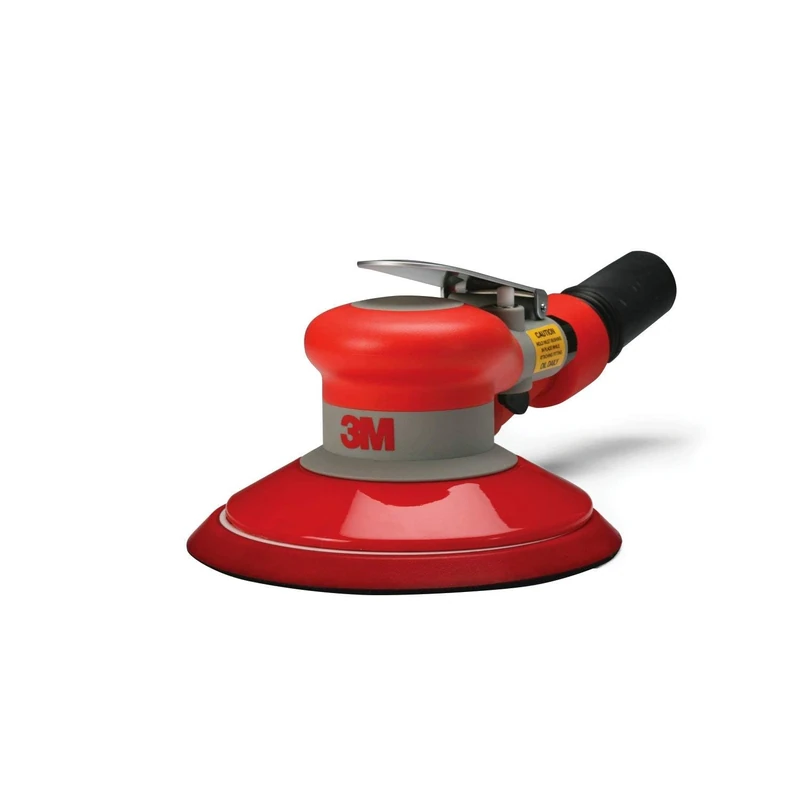 3M Cubitron 6” x 3/16” Random Orbital Sander - Pneumatic, Self-Generated Vacuum, Hook & Loop Disc Pad - Fine Finish on Wood, Composites, Metal - Model 20327
