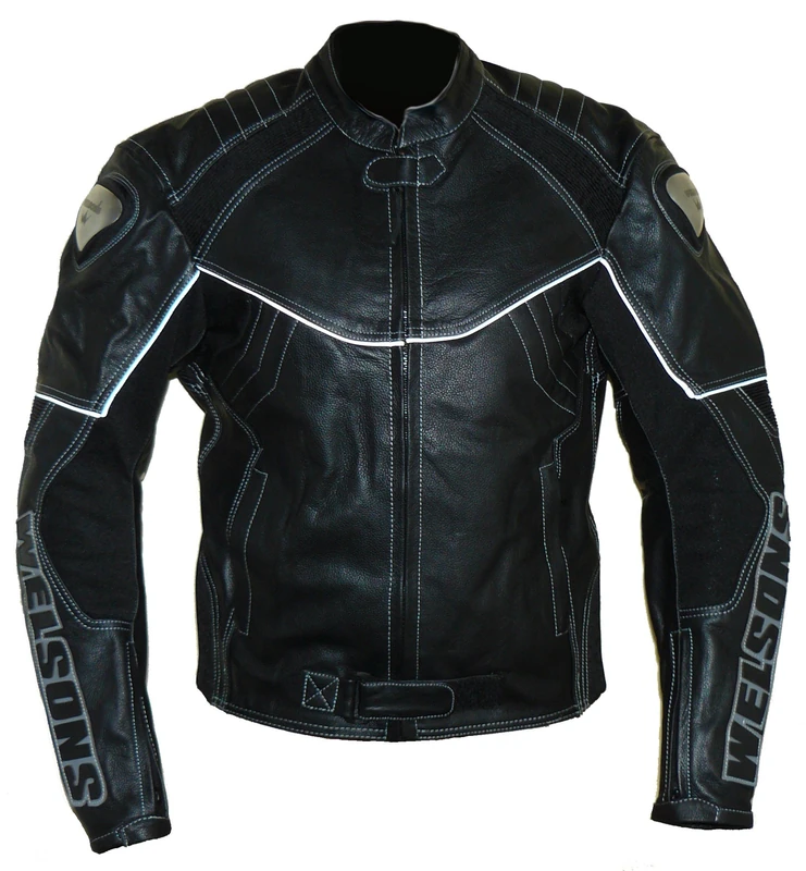 protectWEAR Motorcycle Jacket Leather, Black, 52