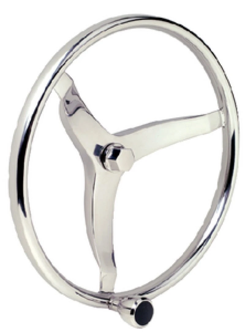 STEERING WHEEL 13.5 with KNOB Stainless Steel by SEACHOICE