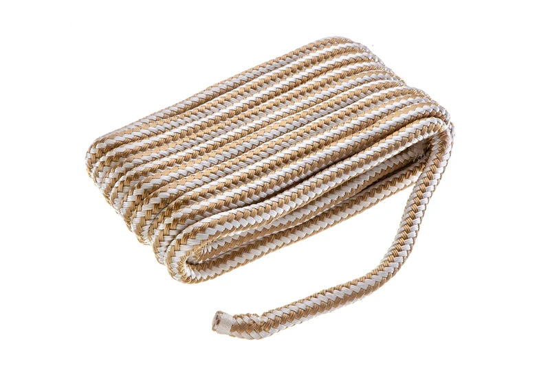 Seachoice Double-Braid Nylon Dock Line w/Eye Splice, Pre-Shrunk, Heat Stabilized, 5/8 in. X 35 Ft, Gold White