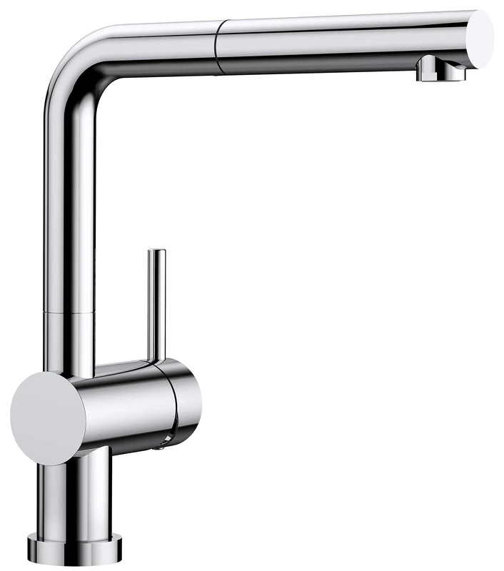 Blanco Linus-S-F, removable kitchen mixer / pre-window fitting with retractable hose shower, ideal for placing the sink in front of the window, surface chrome, low pressure, 1 piece, 514276