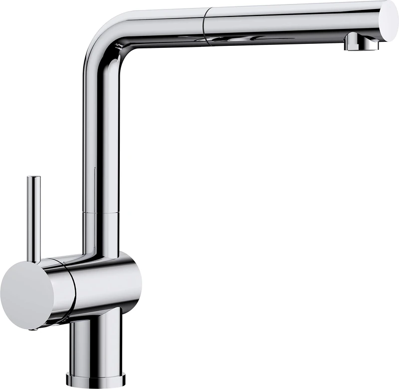 BLANCO LINUS-S 514016 High-Pressure Kitchen Mixer Tap with Pull-Out Spout and Operating Lever on the Left, Chrome