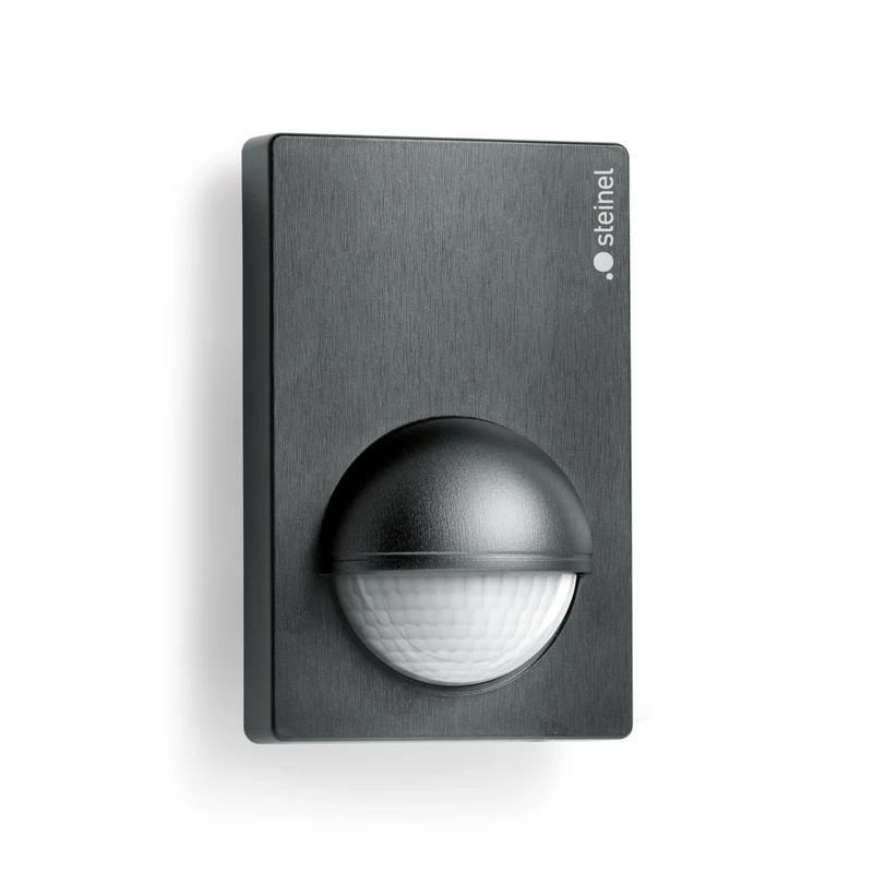 STEiNEL Motion Sensor IS 180-2 black, 180° Motion Detector, 12 m Reach, Corner Bracket, max. 1000 W or 6 LED lights 603113