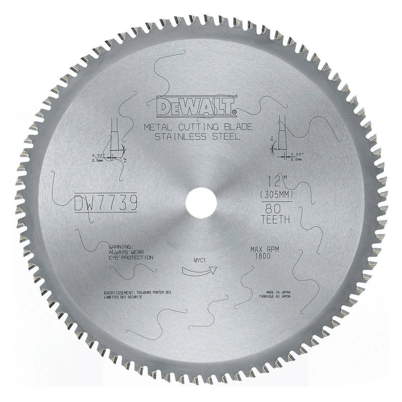 DEWALT DWA7739 80 Teeth Stainless Steel Metal Cutting 1-Inch Arbor, 12-Inch