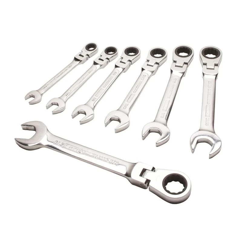 DEWALT Combination Ratcheting Wrench Set, SAE/Standard Wrenches, Flex Head, 7-Piece (DWMT74195)