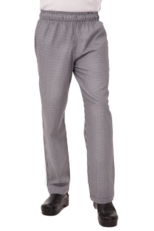 Chef Works Essential Unisex Baggy Pants - Large / L / Lrg - Small Black Check Design, Waist Size: 38-40 inch, Polycotton, Men's & Women's Chef Pants, 3 Pockets, A026-L
