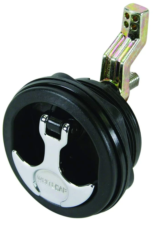Whitecap Industries T-Handle Latch with Keyed Lock, Chrome/Zamac/Black Nylon