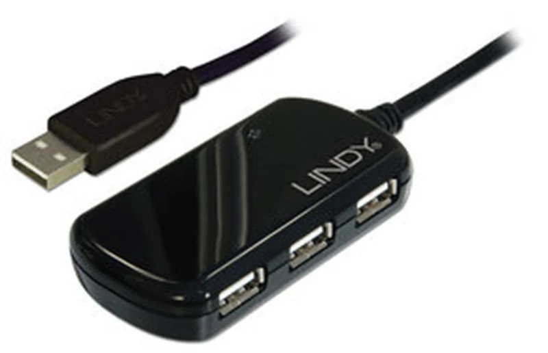 Lindy 8m USB 2.0 Active Extension 4 Port Hub Pro, Long Distance Repeater, Extends 4 USB devices, PCs, Laptops, Xbox, PS4, PS5, VR Headset, Printer, Scanner, Webcam, Interactive Whiteboards