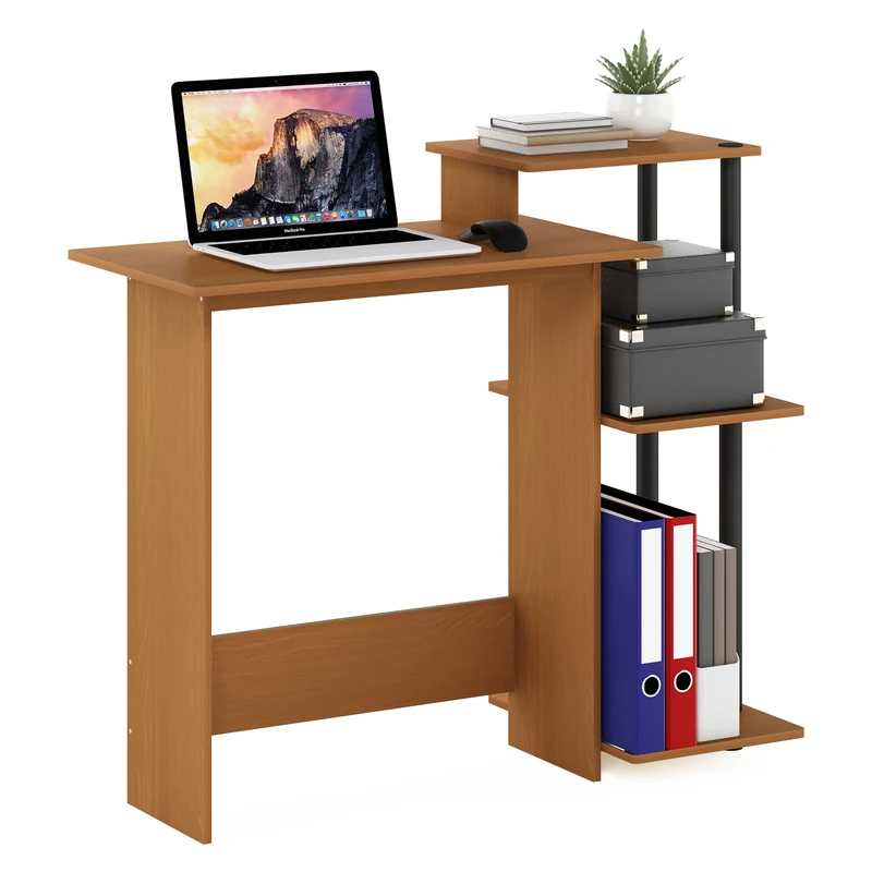 Furinno Efficient Home Laptop Notebook Computer Desk, Study Desk, Writing Desk, Light Cherry/Black