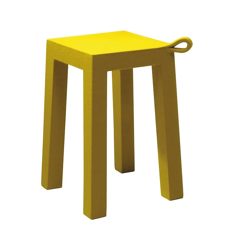 TemaHome Felt Fabric 100% Cotton/Wood Structure Silver Fir / 100% Pure New Wool/Abrasion Resistance 50000 Rubs Martindale Handle Stool with Yellow, 30 x 30 x 45 cm, Yellow