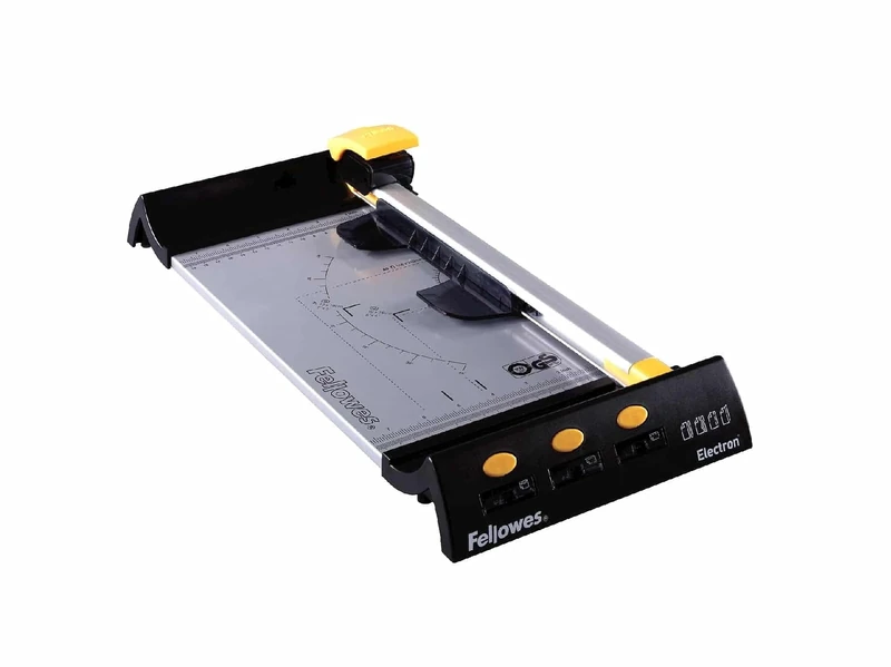 Fellowes Electron A4 Paper Cutter Guillotine - 32CM Cutting Length Guillotine Paper Cutter - 10 Sheet Capacity - Ideal for Small Office Home Use - Silver/Black