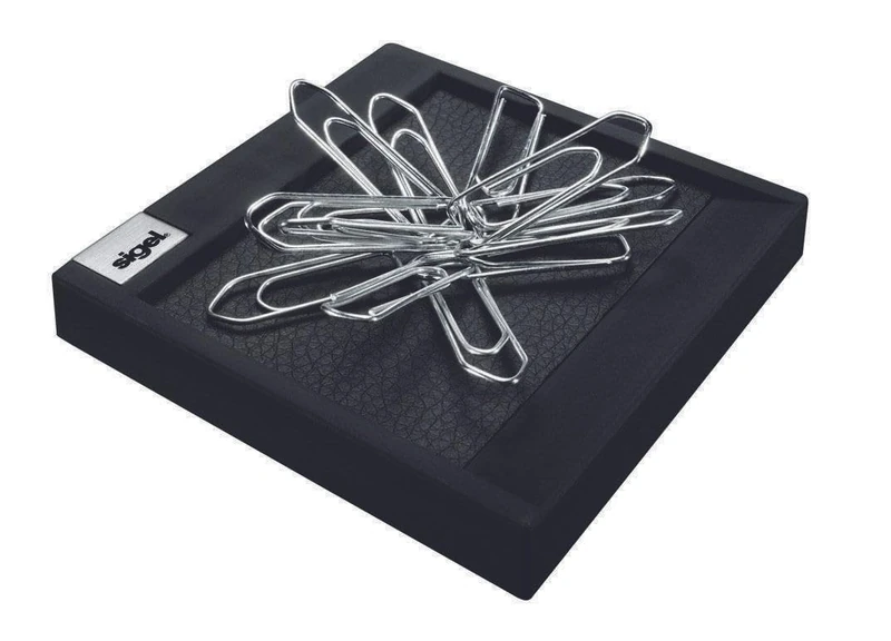 SIGEL SA536 Paper Clip Carrier, imitation leather, 7.5 x 7.5 cm, Black - Image 1