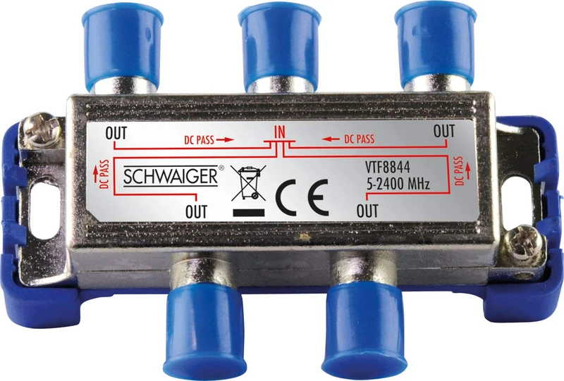 Schwaiger VTF8844241 High-End 4-Way Splitter for BK and GA Systems 110 dB - Image 1