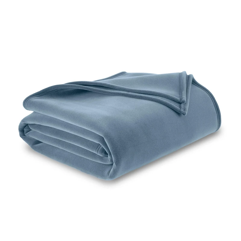 Vellux Blanket, Polyester Faux Fur Nylon, Blue, King