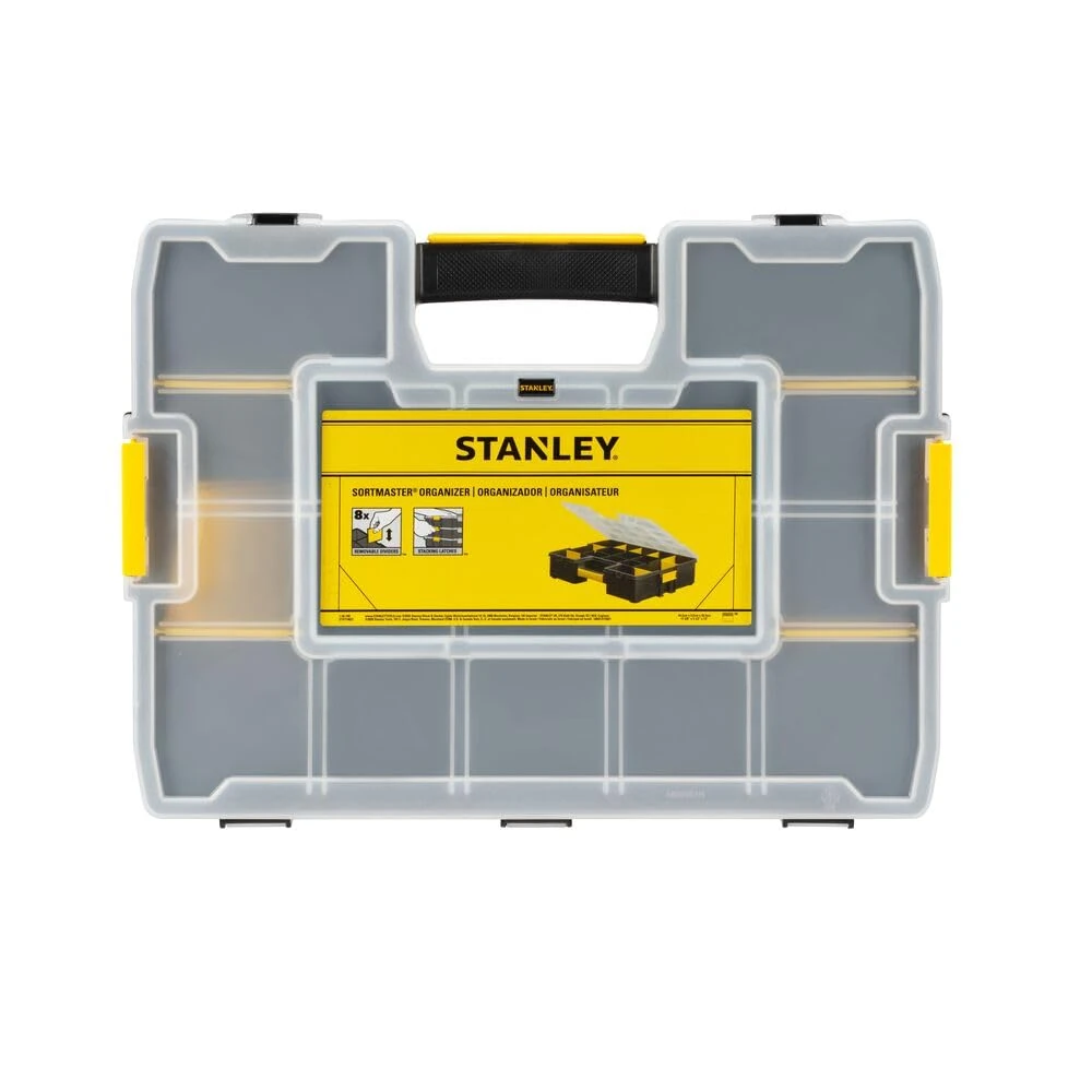 STANLEY SORTMASTER 12-Compartment Tool Organiser, Seal-Tight Professional Tool Organiser with Removable Compartments, For Small Parts and Tool Storage, 1-94-745