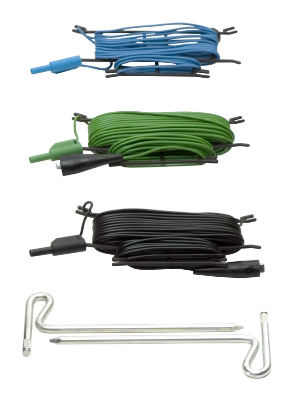 Benning 5-Piece Earthing Set (Rotary Conductor Measuring Method, for Earth Measurements, Includes 2 Ground Spikes and 3 Test Leads) 44113