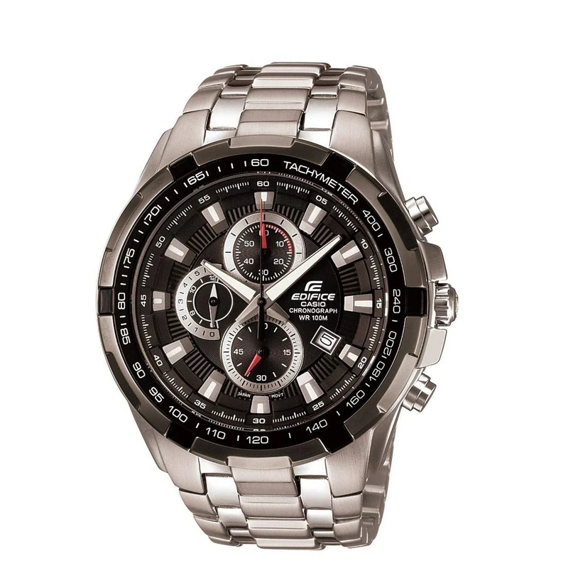 Casio Men's EF-539D-1AVEF Silver Metal Strap Watch - 100M Water Resistant