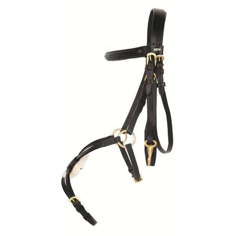 HKM Mexican Style Bridle with padded grackle noseband Brown Cob