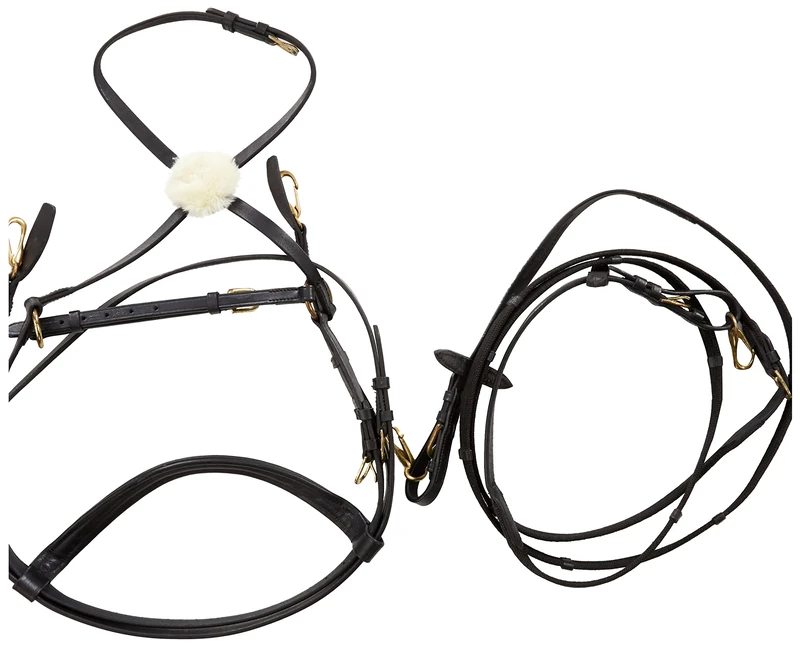 HKM Mexican Style Bridle with padded grackle noseband Black Cob