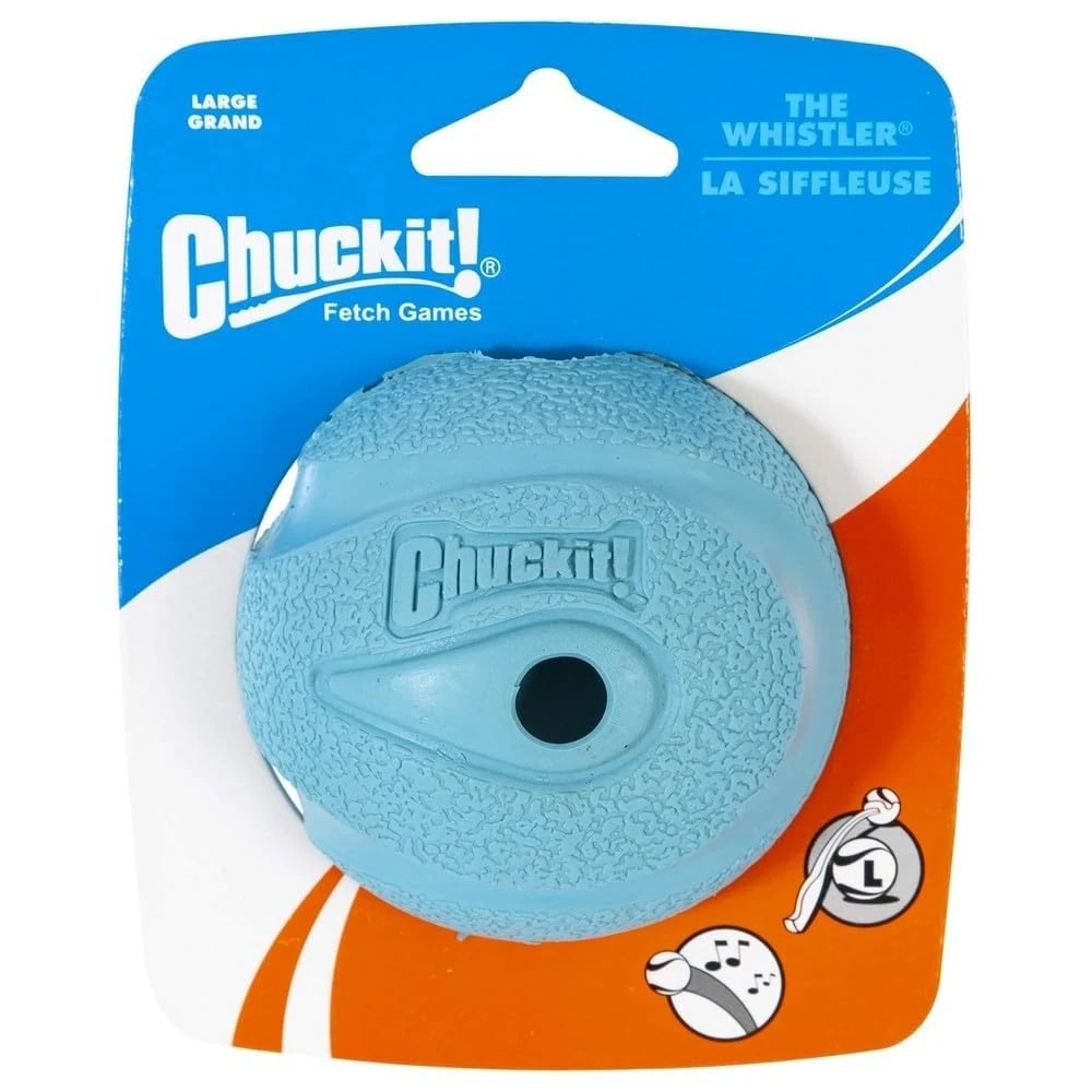 Chuckit! Interactive Ball Dog Toy Whistler Noise, Durable Rubber Dog Balls, Launcher Thrower Compatible Interactive Toys for Dogs for Boredom, Large, 1 Pack