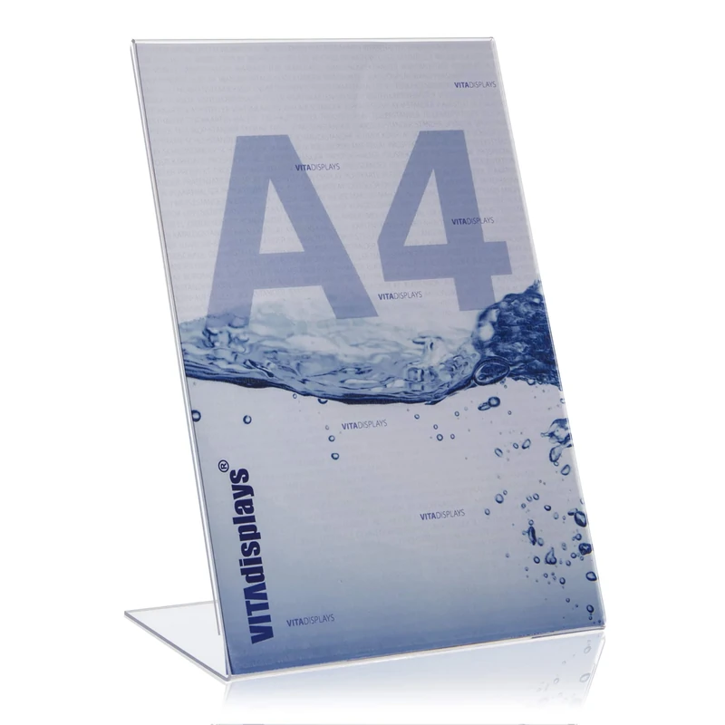 Vitadisplays 10 Pieces DIN A4 Table Stand, Advertising Stand, L Stand, L Stand in Portrait Format, Table Stand Made of Original Plexiglas