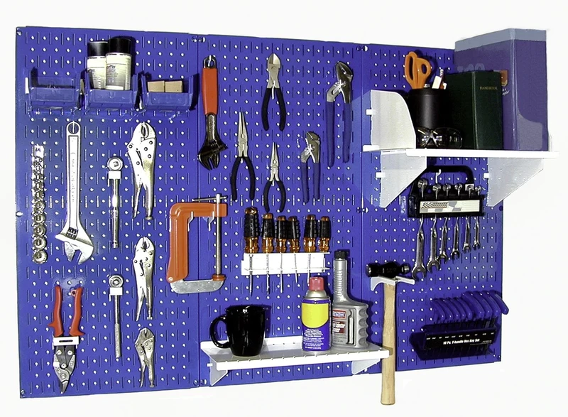Wall Control 30-WRK-400BUW Standard Workbench Metal Pegboard Tool Organizer,Blue/White