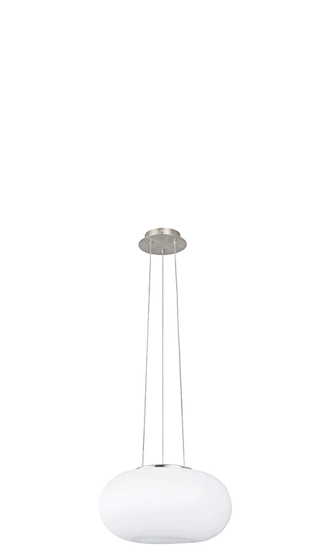 Eglo Optica 1 Pendant lamp, 2-Flame Pendant Light, Steel Hanging Light, Colour: Matt Nickel, Glass: White Opal matt, Socket: E27, Ø: 35 cm/13.7 inches