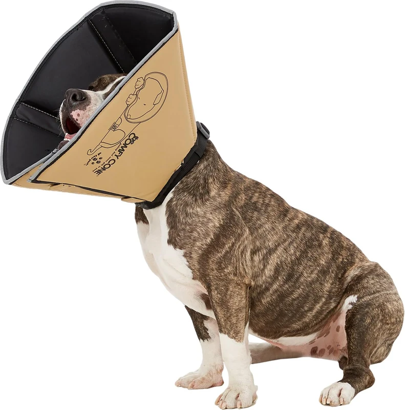 All Four Paws The Original Comfy Cone, Soft Recovery Collar with Removable Stays, Medium, Tan - Image 1
