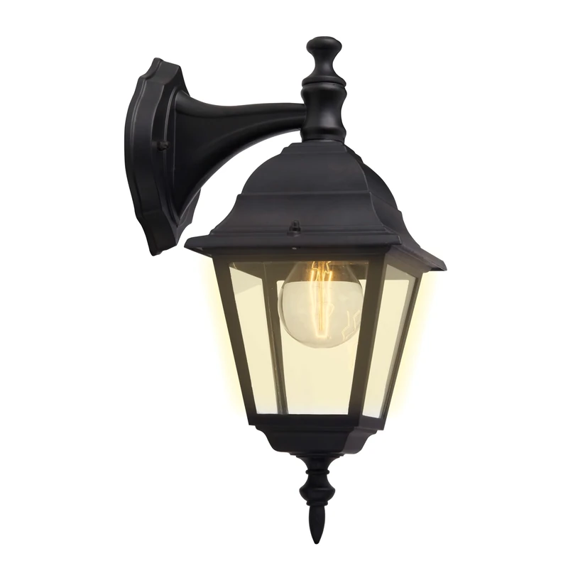 Brilliant 44282/06 Newport Outdoor Down-Wall Light, Metal/Glass, E27, 60 W, Black