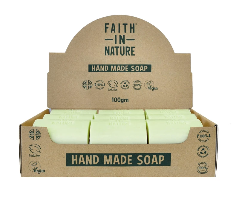 Faith In Nature Natural Aloe Vera Hand Soap Bar Box Set, Rejuvenating, Vegan & Cruelty Free, No SLS or Parabens, 18 x 100g
