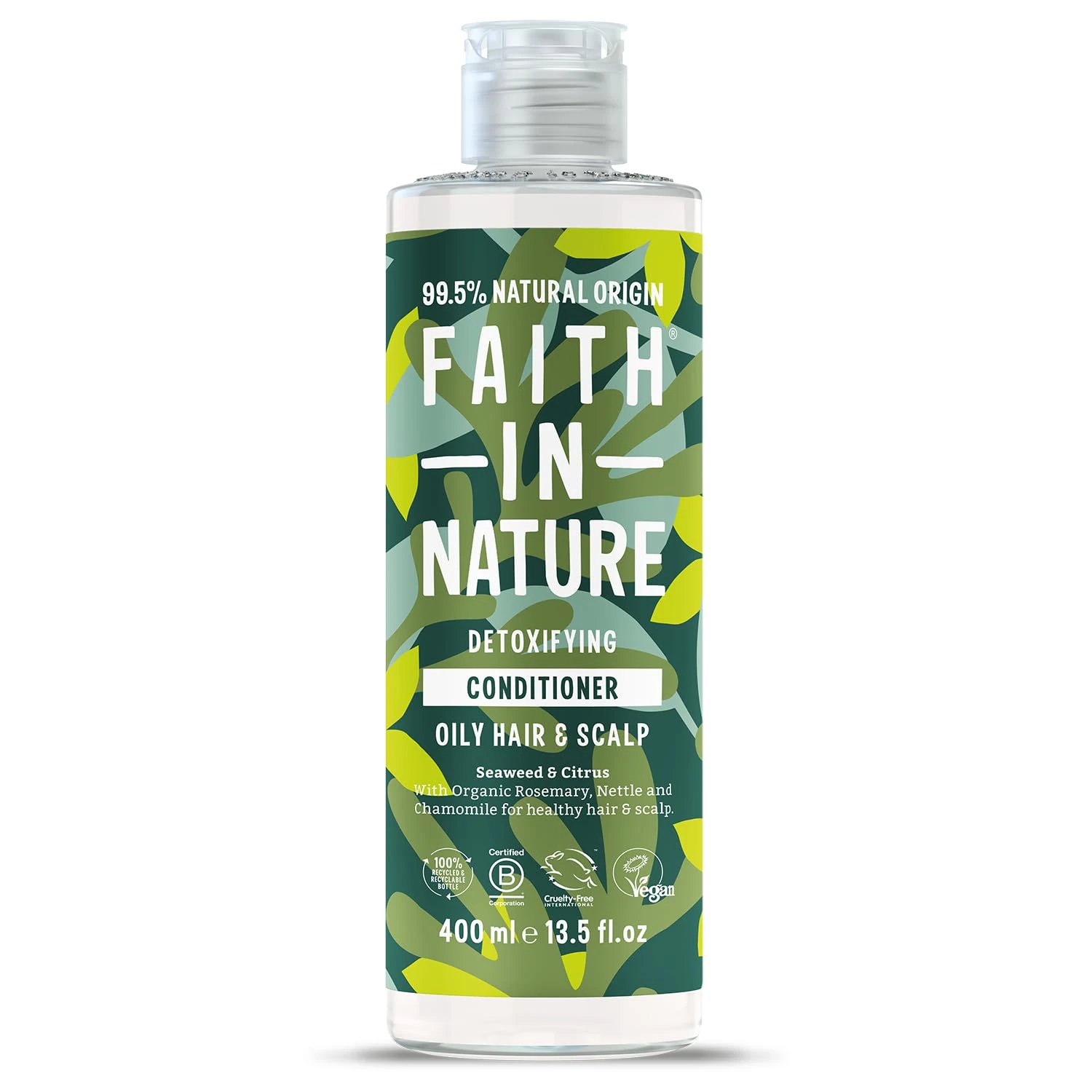 Faith In Nature Natural Seaweed & Citrus Conditioner, Detoxifying for Oily Hair & Scalp, Vegan & Cruelty Free, No SLS, Silicones or Parabens, 400ml